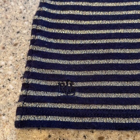 LAUREN Ralph Lauren Gold/Navy Striped Long Sleeve Shirt - Picture 4 of 9